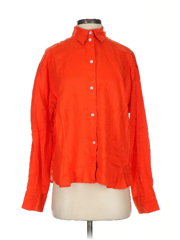 Long Sleeve Button Down Shirt-- Notch Collar Peter Pan Collar Cowl Neck