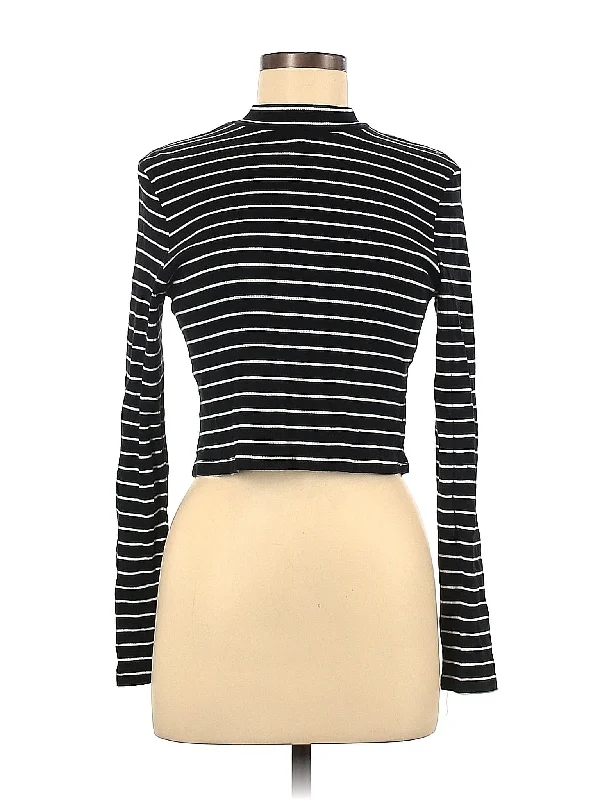Long Sleeve T Shirt-- Mesh Blend Leather Blend Suede Blend
