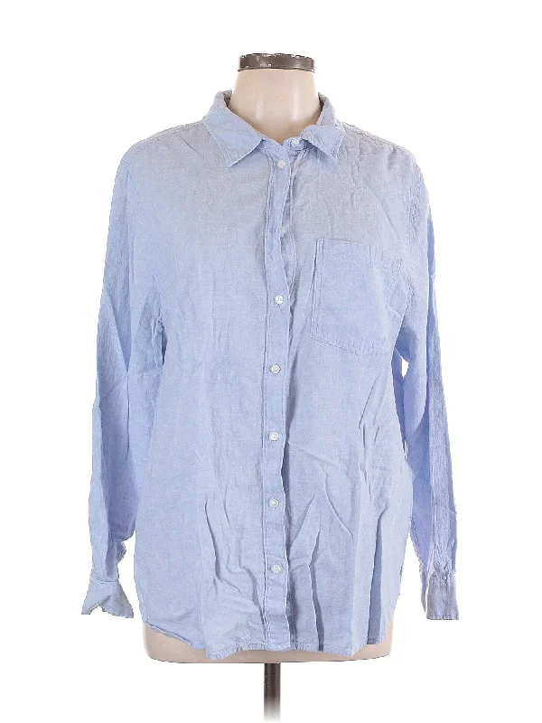 Long Sleeve Button Down Shirt-- Fitted T-Shirt Seamless Stretchy