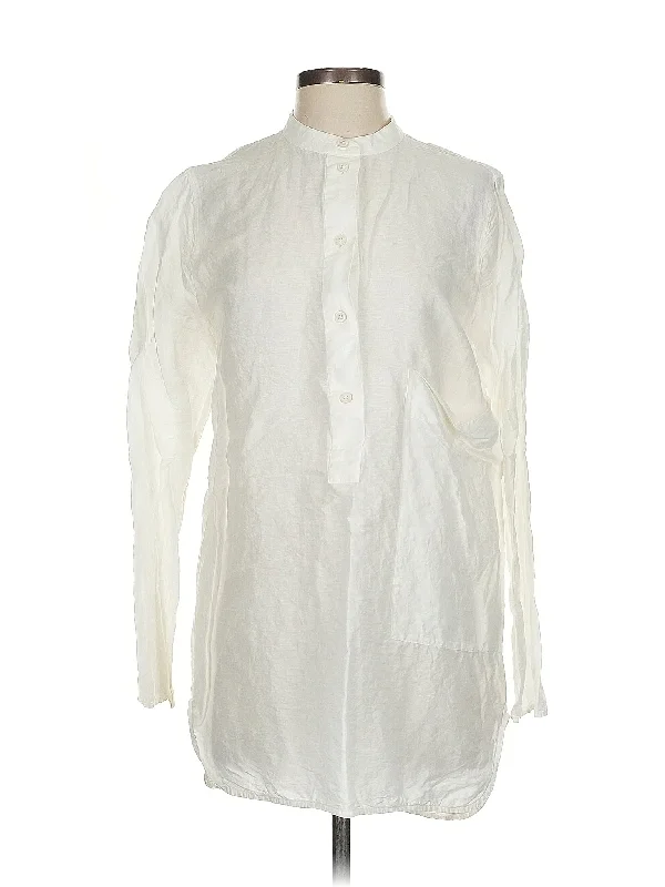 Long Sleeve Button Down Shirt-- Zippered Buttoned Snapped