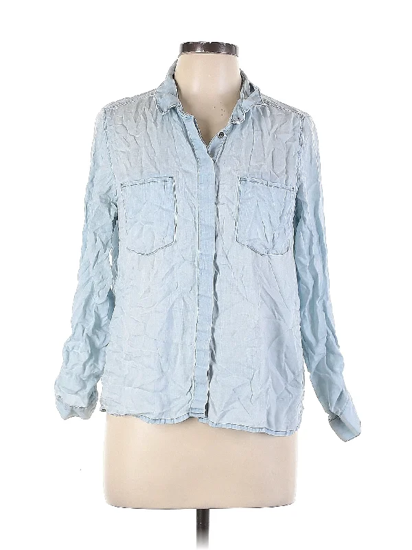 Long Sleeve Button Down Shirt-- Terry Blend Velvet Blend Canvas Blend