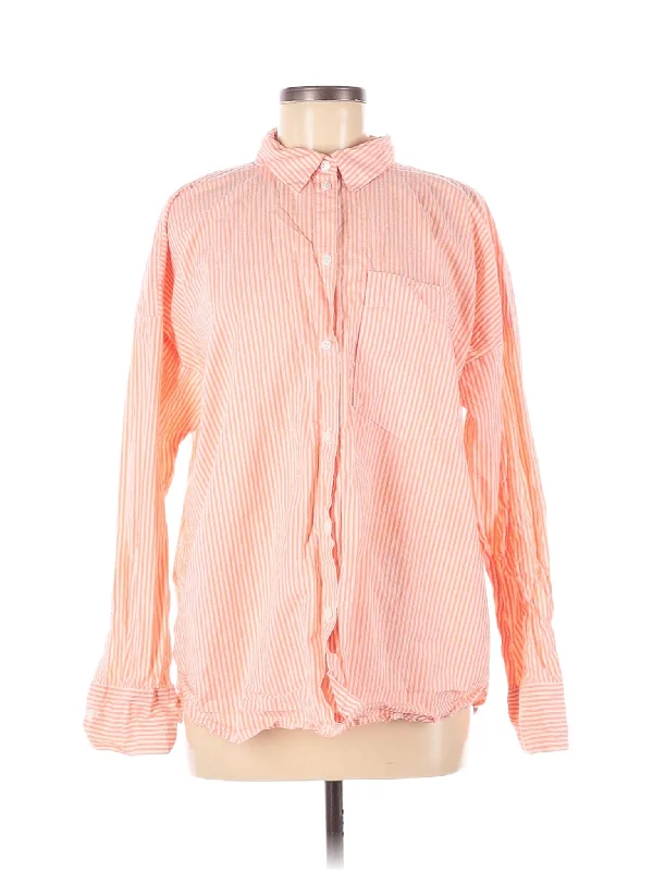 Long Sleeve Button Down Shirt-- Fitted T-Shirt Seamless Stretchy