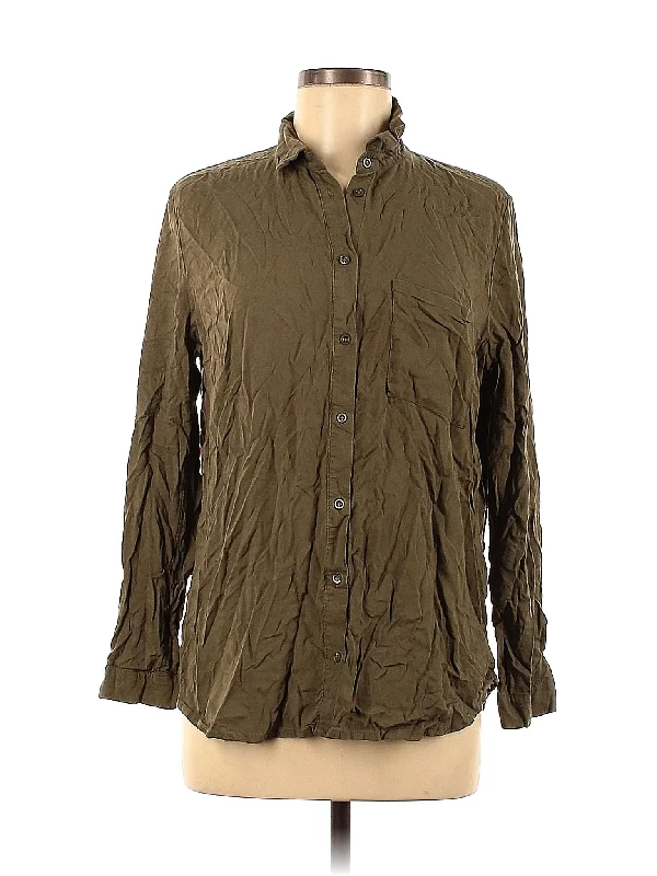 Long Sleeve Button Down Shirt-- Solid Color Striped Floral