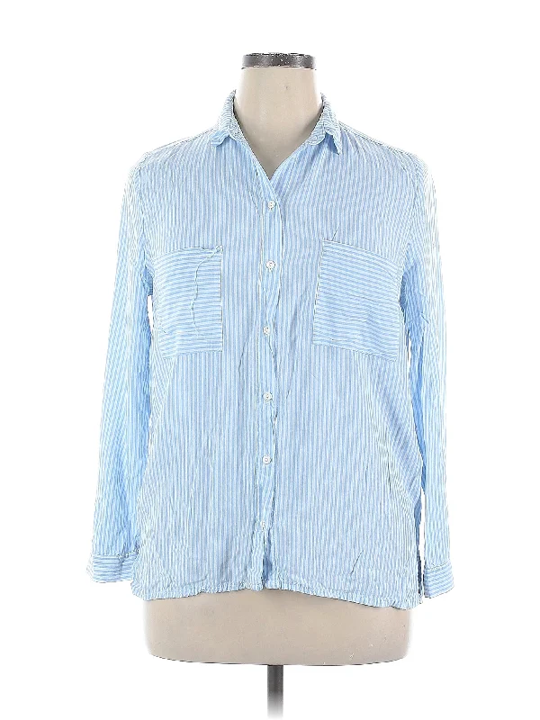 Long Sleeve Button Down Shirt-- Denim Fabric Leather Fabric Suede Fabric