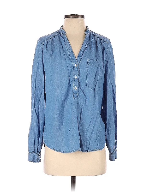 Long Sleeve Button Down Shirt-- Zippered Front Buttoned Front Snap Front