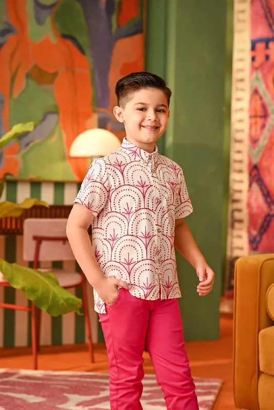 The Rasa Cinta Batik Shirt - Sakura-- Houndstooth Herringbone Solid