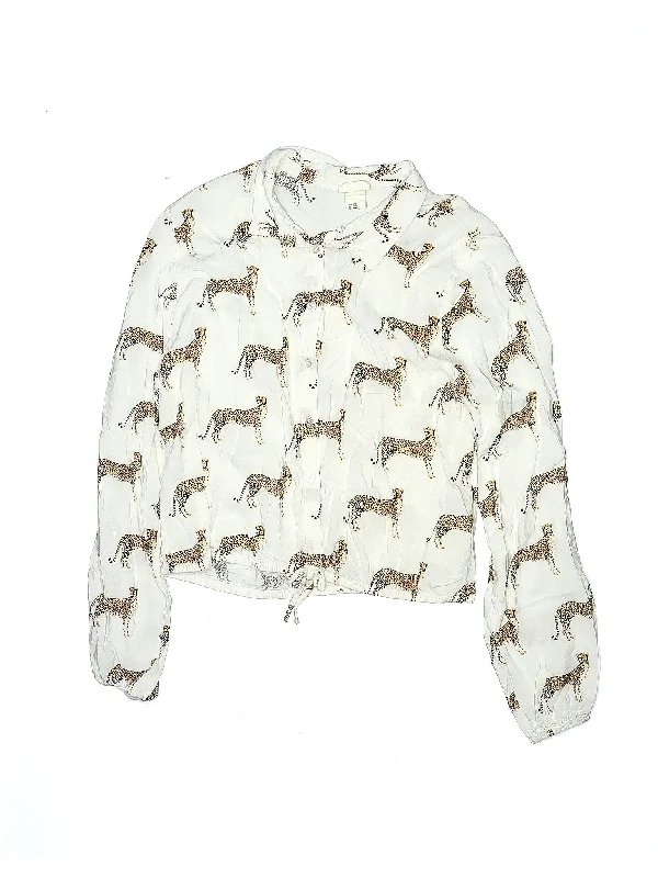 Long Sleeve Button Down Shirt-- Front Pockets Side Pockets Patch Pockets