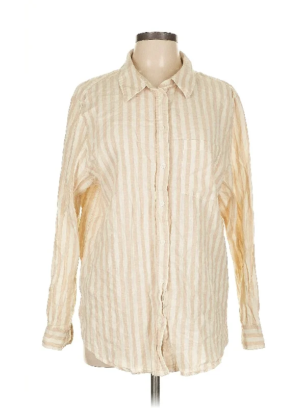 Long Sleeve Button Down Shirt-- Welt Pockets Slit Pockets