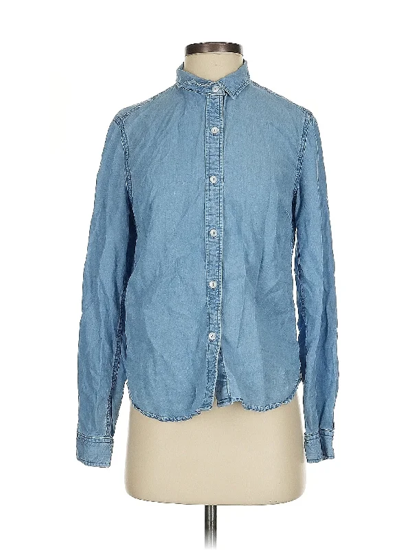 Long Sleeve Button Down Shirt-- Front Pockets Side Pockets Patch Pockets