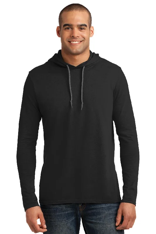 Gildan 100% Ring Spun Cotton Long Sleeve Hooded T-Shirt. 987-- Mesh Fabric Canvas Fabric Denim Fabric