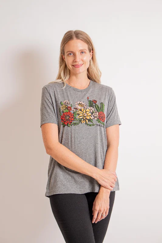 Cactus Garden Grey T-Shirt-- Oversized T-Shirt Spandex breathable