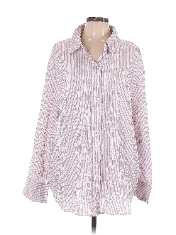 Long Sleeve Button Down Shirt-- Boxy Fit Fitted Loose