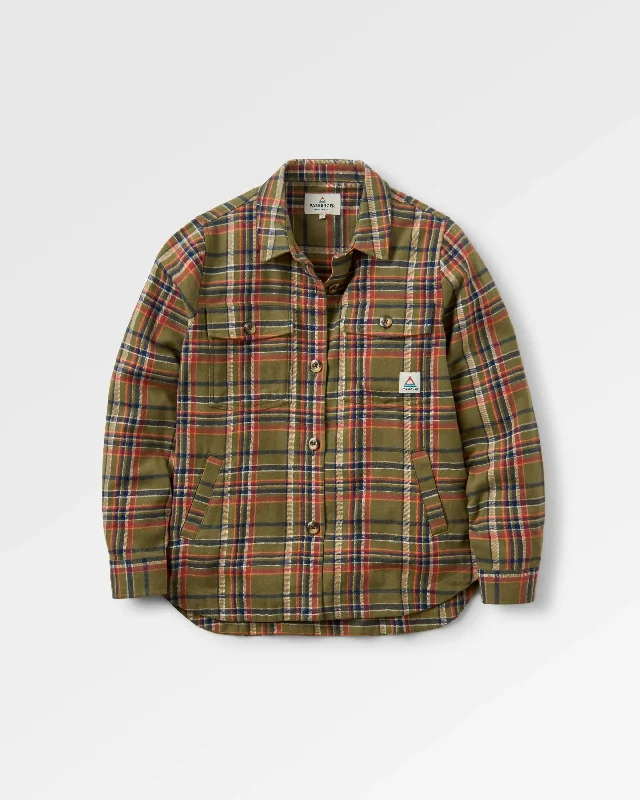 Stella Organic Cotton LS Shirt - Khaki Check-- Wool Fabric Cashmere Fabric Tweed Fabric