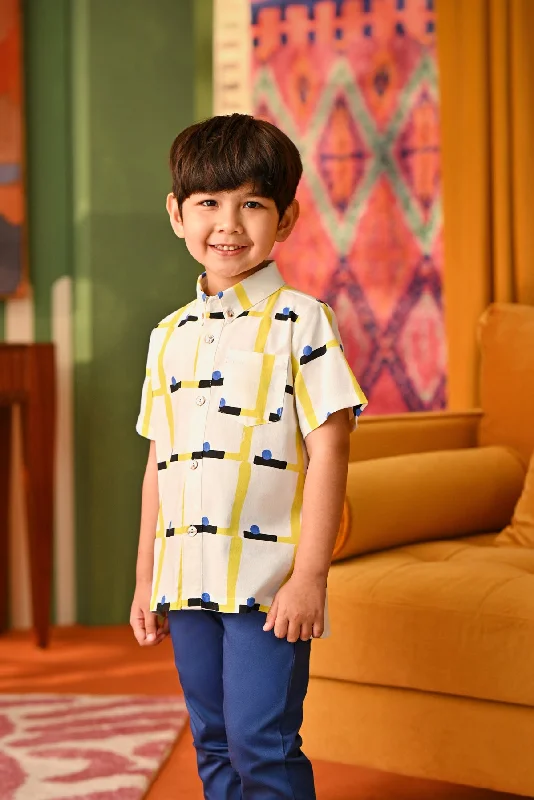 The Rasa Cinta Batik Shirt - Lemon Garden-- Lace Blend Ribbed Blend Corduroy Blend