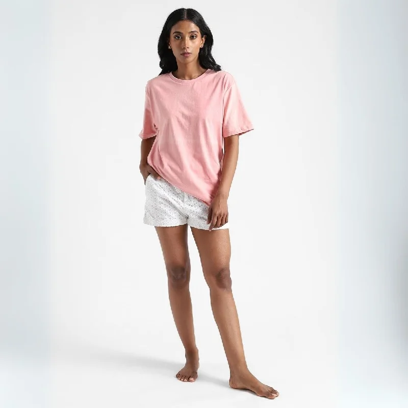 Women's Round Neck T-shirt | Soft Cotton | Comfort Fit | Rose Pink-- Terry Blend Velvet Blend Canvas Blend