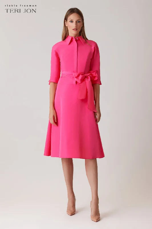Taffeta Drop Waist Shirt Dress-- Knit Fabric Woven Fabric Fleece Fabric