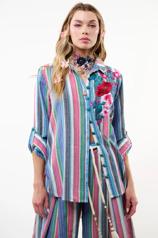 Miss June Shirt-- Zippered Front Buttoned Front Snap Front