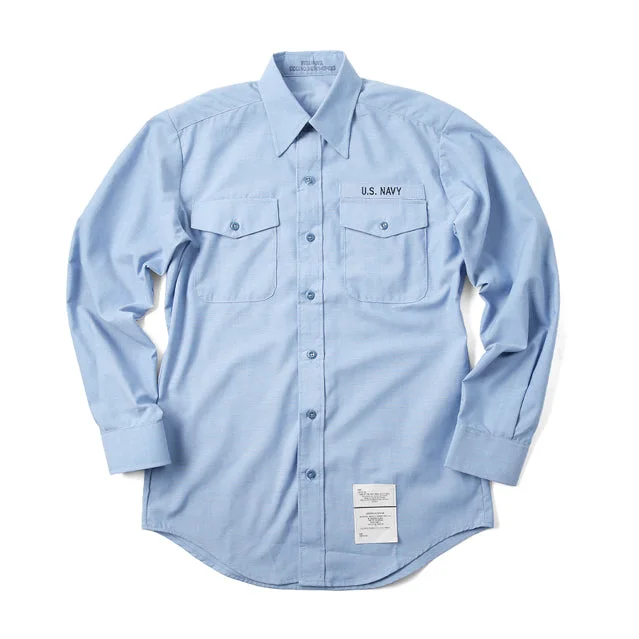 U.S. Navy Chambray Long-Sleeve Shirt-- Terry Blend Velvet Blend Canvas Blend