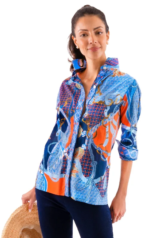 Gretchen Scott Comfy Cozy Shirt Ditto Print Imari-- Satin Blend Silk Blend Wool Blend Gretchen Scott Comfy Cozy Shirt Ditto Print Imari-- Satin Blend Silk Blend Wool Blend