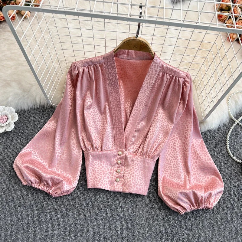 2022  best sell Leopard print shirt elegant women ladies' blouses  tops for women-- Polka Dot Checkered Tartan