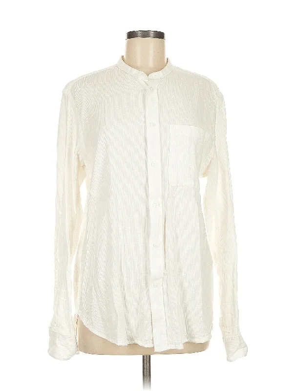 Long Sleeve Button Down Shirt-- Ribbed T-Shirt High Neck Heavyweight