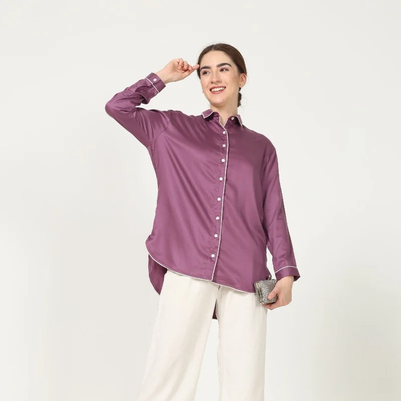 Royal Purple High Low Women's Shirt | Tencel Fabric | Everyday Elegance-- Striped Floral Plaid Royal Purple High Low Women's Shirt | Tencel Fabric | Everyday Elegance-- Striped Floral Plaid
