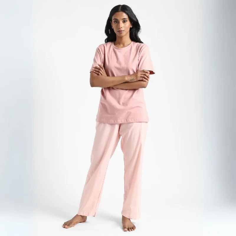 Women's Round Neck T-shirt | Premium Cotton | Comfort Fit | Sea Pink-- Mesh Blend Leather Blend Suede Blend
