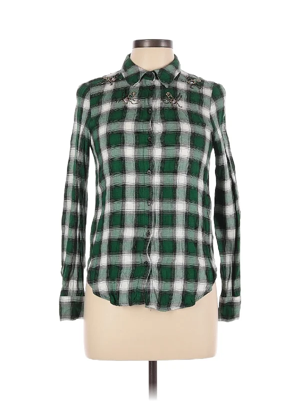 Long Sleeve Button Down Shirt-- Graphic T-Shirt Round Neck Polyester