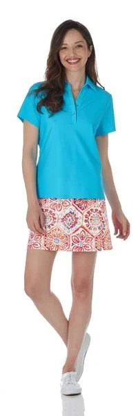Jude Connally Saylor Polo Shirt Top in Aqua-- Terry Blend Velvet Blend Canvas Blend