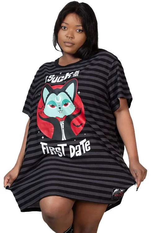 Killstar Purrrfect Pairing T-Shirt Dress Vampire Cat VLAD-- Print Jacquard Patchwork Killstar Purrrfect Pairing T-Shirt Dress Vampire Cat VLAD-- Print Jacquard Patchwork