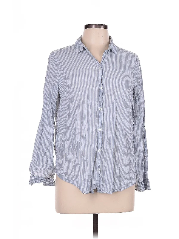 Long Sleeve Button Down Shirt-- Lace Blend Ribbed Blend Corduroy Blend