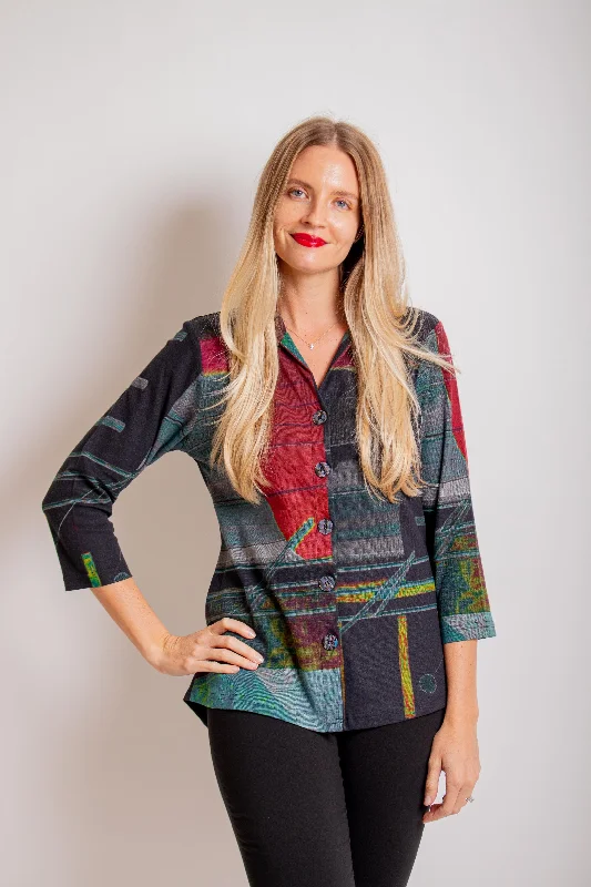 "Koko" Shirt-- Solid Print Embellished