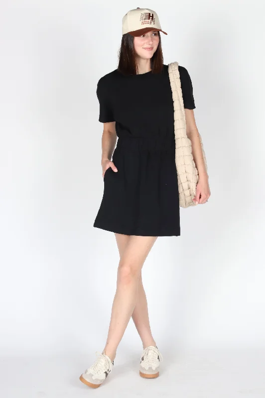 Aire Cinched T-Shirt Dress-- Handmade Hand-knitted Hand-woven