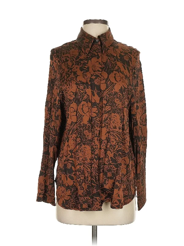 Long Sleeve Button Down Shirt-- Chenille Brocade Lace