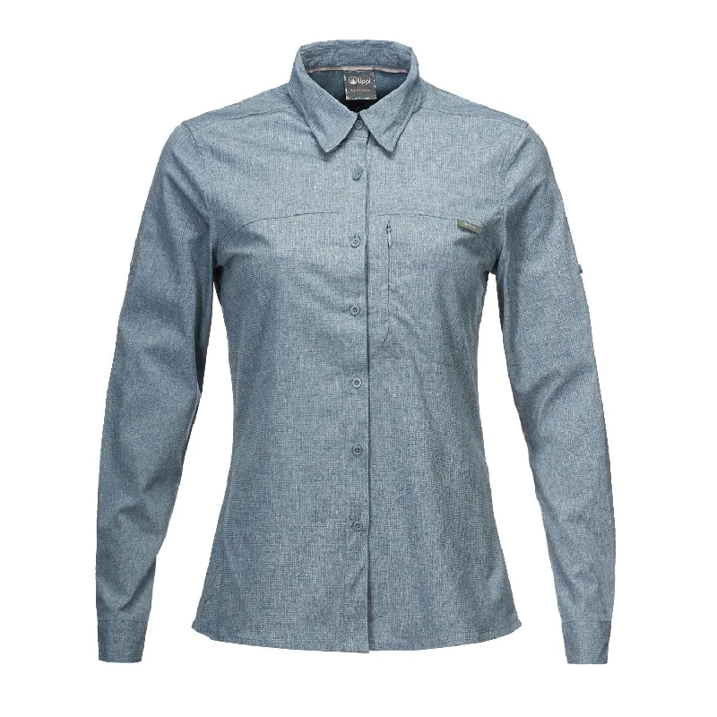Camisa Mujer Rosselot Long Sleeve Q-Dry Shirt Azul Grisaceo Lippi-- Zippered Buttoned Snapped Camisa Mujer Rosselot Long Sleeve Q-Dry Shirt Azul Grisaceo Lippi-- Zippered Buttoned Snapped