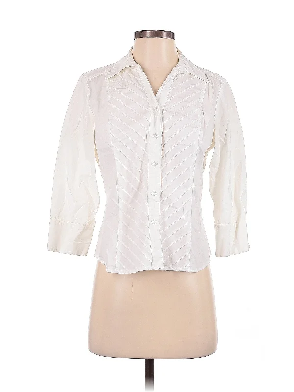 3/4 Sleeve Button Down Shirt-- Print Jacquard Patchwork