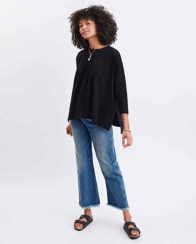 MerSea Catalina Slub Tee Shirt in Solid Black-- Nylon Fabric Polyester Fabric Spandex Fabric
