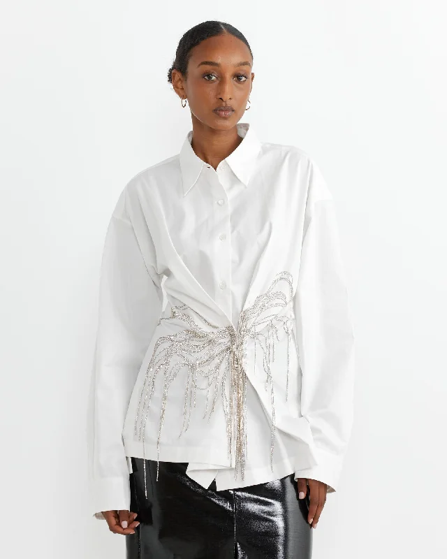 Embellished Cotton Shirt-- Thin T-Shirt Open Front Quick Dry