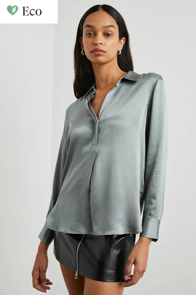 Rails - Nissa Shirt In Pewter-- Zippered Front Buttoned Front Snap Front