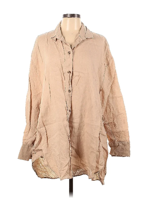 Long Sleeve Button Down Shirt-- Fleece Nylon Spandex