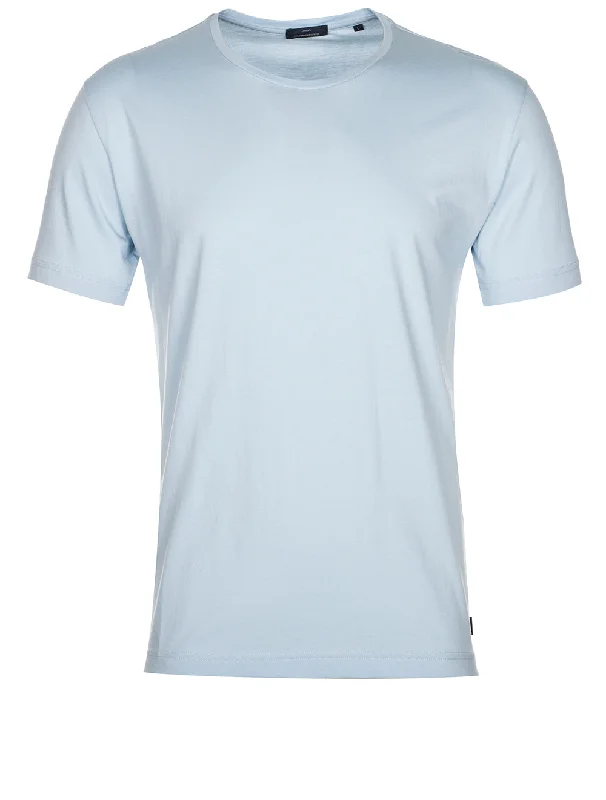 Pima Cotton T Shirt Blue-- Embroidered Appliqued Beaded