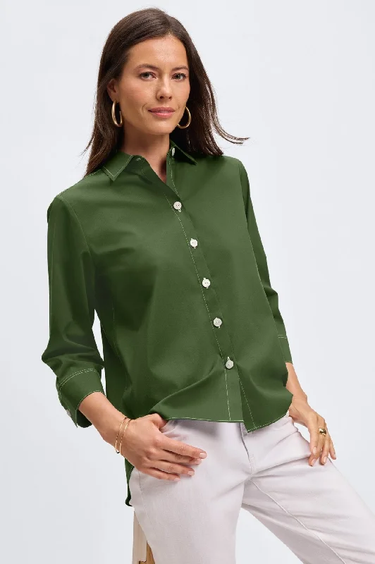 Kelly Stretch No Iron Contrast Stitch Shirt-- Jersey Fabric Tulle Fabric Batik Fabric Kelly Stretch No Iron Contrast Stitch Shirt-- Jersey Fabric Tulle Fabric Batik Fabric