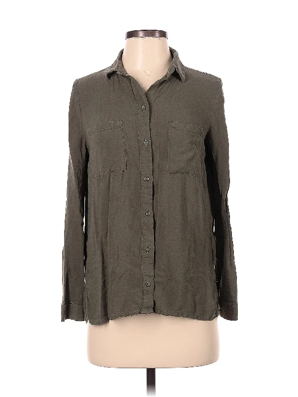 Long Sleeve Button Down Shirt-- Fleece Nylon Spandex