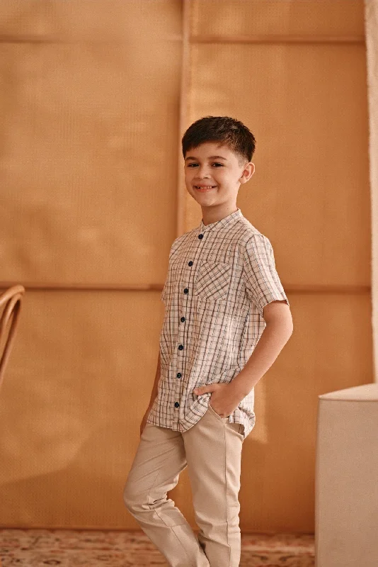 The Nest Oriental Shirt - Earth Checked-- Solid Color Striped Floral