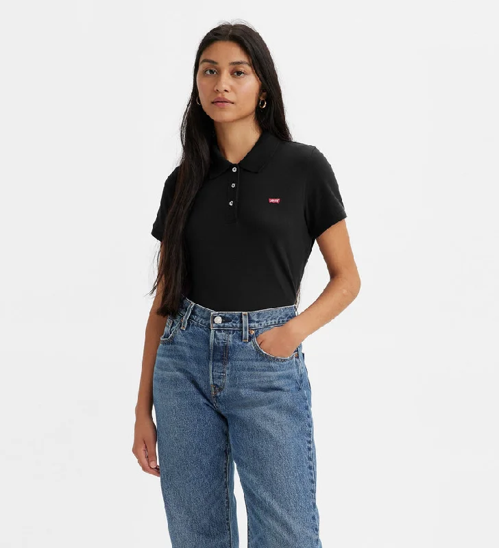 Levi's WOMEN'S SLIM POLO SHIRT - CAVIAR-- Elasticated Padded Insulated