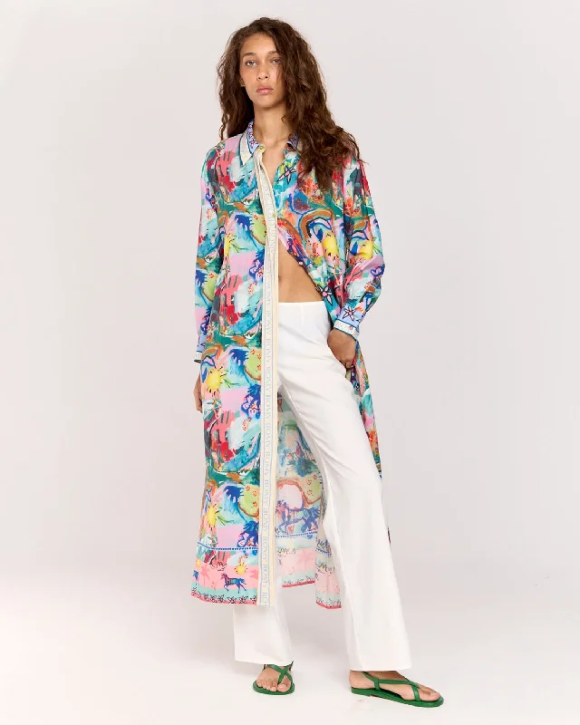 Vibescent Shirt Dress - Multi-- Collared Crew Neck Turtle Neck