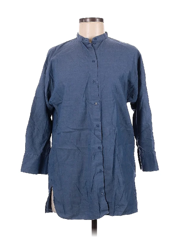 3/4 Sleeve Button Down Shirt-- Polka Dot Checkered Tartan