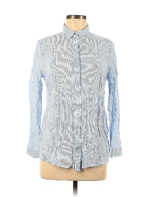 Long Sleeve Button Down Shirt-- Collared T-Shirt Boat Neck A-Line