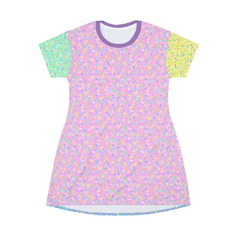 Sprinkles T-Shirt Dress-- Hooded Caped Shawl Collar