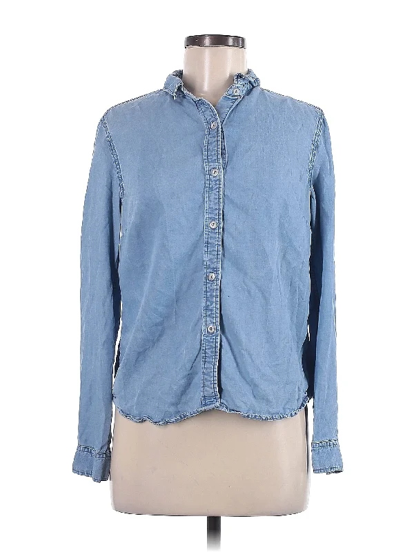 Long Sleeve Button Down Shirt-- Print Jacquard Patchwork